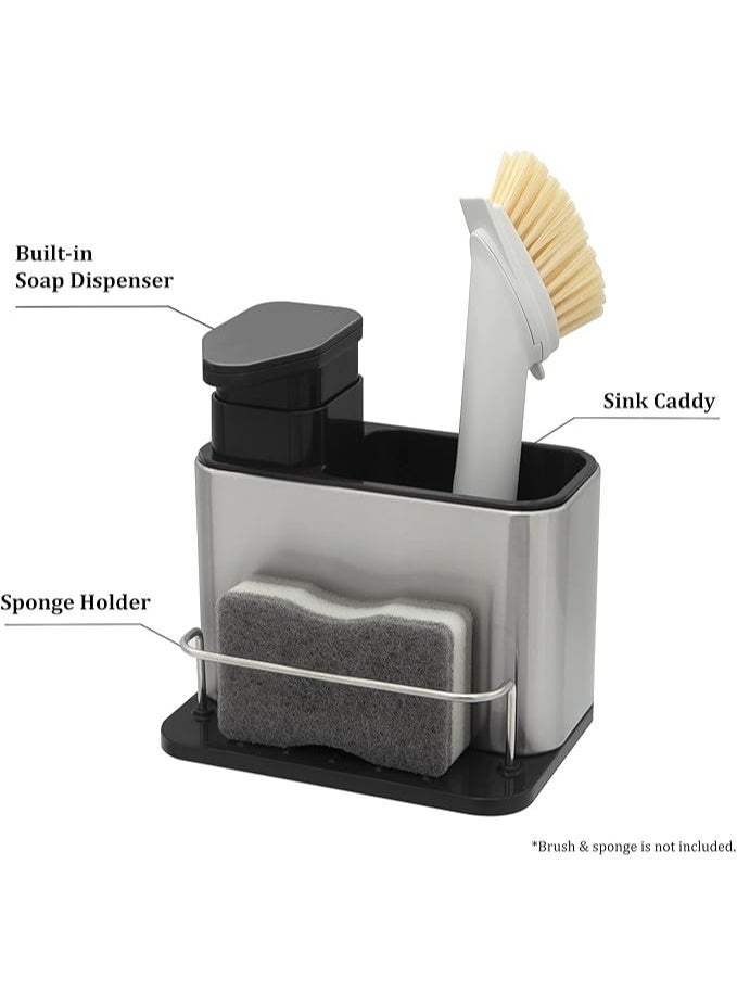 منظم حوض المطبخ لحمل الإسفنج وسائل غسيل الأطباق مع مضخة صابون – ستانلس ستيل مقاوم للصدأ - Image 5